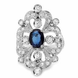 14k Gold 1.70ct Sapphire 1.30ct Diamond Ring