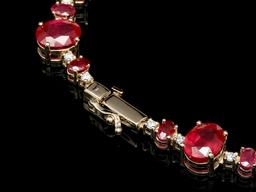 14k Yellow Gold 73ct Ruby 2.00ct Diamond Necklace