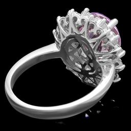 14k White Gold 4.50ct Kunzite 1.60ct Diamond Ring