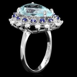 14k Gold 5.50ct Aquamarine 0.55ct Diamond Ring