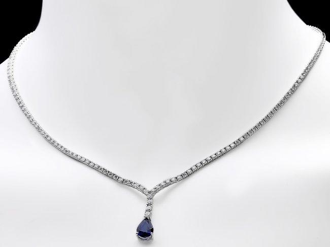 18k Gold 1.50ct Sapphire 3.50ct Diamond Necklace