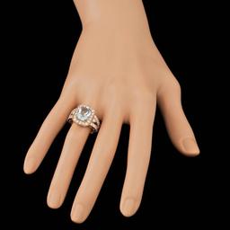 14k Rose 3.00ct Aquamarine 1.30ct Diamond Ring
