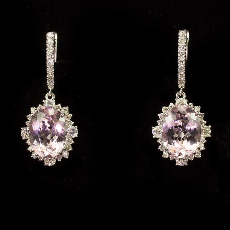 14K Gold 8.95ct Morganite 2.65ct Diamond Earrings