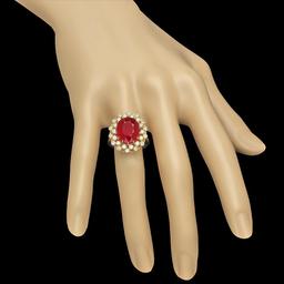 14K Gold 9.55ct Ruby 0.98ct Diamond Ring