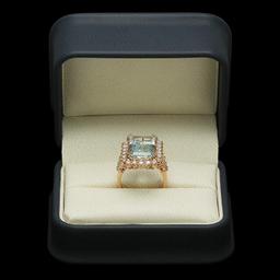 14K Gold 7.55ct Aquamarine 1.51ct Diamond Ring