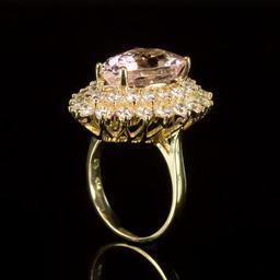 14K Gold 6.88ct Morganite 2.67ct Diamond Ring