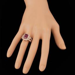 14k Rose Gold 4.00ct Ruby 1.30ct Diamond Ring