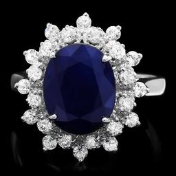 14k Gold 4.00ct Sapphire 0.60ct Diamond Ring