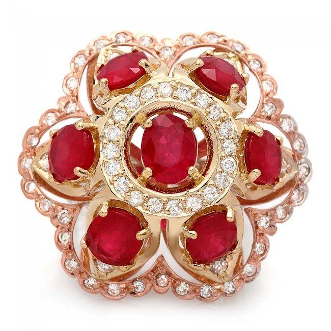 14k Gold 12.00ct Ruby 1.35ct Diamond Ring