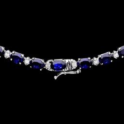 14k Gold 30ct Sapphire 1.10ct Diamond Necklace