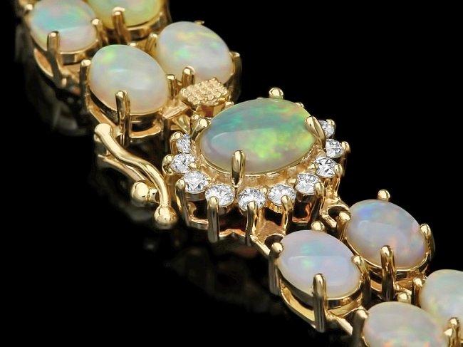 14k Yellow Gold 17ct Opal 0.50ct Diamond Bracelet