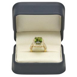 14K Gold 10.28ct Peridot 1.65ct Diamond Ring