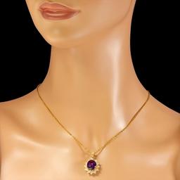 14k Gold 5.130ct Amethyst 0.72ct Diamond Pendant