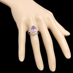 14k White Gold 4.50ct Kunzite 1.60ct Diamond Ring