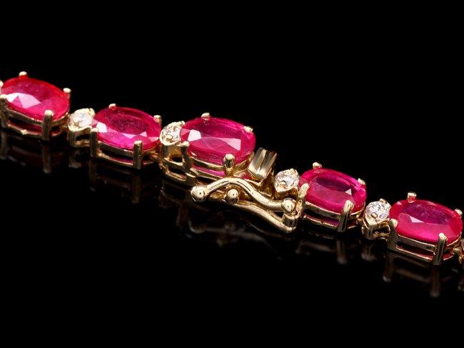 14k Gold 55.7ct Ruby 2.70ct Diamond Necklace