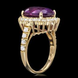 14k Gold 6.50ct Amethyst 1.10ct Diamond Ring