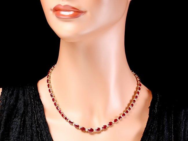 14k Gold 33.00ct Ruby 1.15ct Diamond Necklace