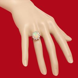 14K Gold 2.55ct Opal 1.18ct Diamond Ring