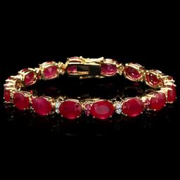 14k Gold 39.7ct Ruby 0.70ct Diamond Bracelet