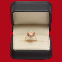 14K Gold 2.55ct Opal 1.18ct Diamond Ring