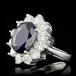 14k Gold 5.00ct Sapphire 2.50ct Diamond Ring