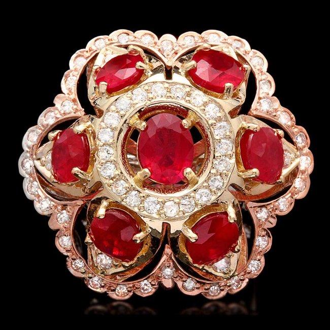 14k Gold 12.00ct Ruby 1.35ct Diamond Ring