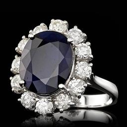 14k Gold 8.00ct Sapphire 1.70ct Diamond Ring