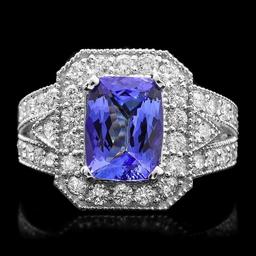 14k Gold 3.00ct Tanzanite 1.50ct Diamond Ring