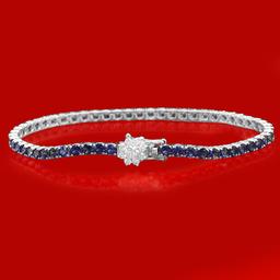 14k Gold 7.00ct Sapphire 0.55ct Diamond Bracelet