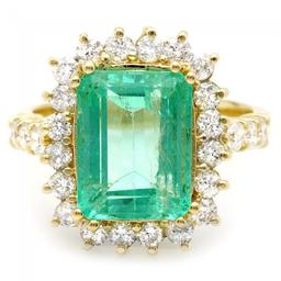 18k Gold 5.00ct Emerald 1.10ct Diamond Ring