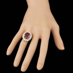 14k Yellow Gold 12.00ct Ruby 1.95ct Diamond Ring