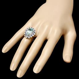 14k Gold 5.50ct Aquamarine 0.55ct Diamond Ring