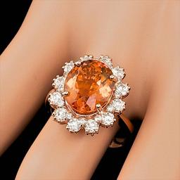 14k Rose Gold 4.50ct Citrine 1.30ct Diamond Ring