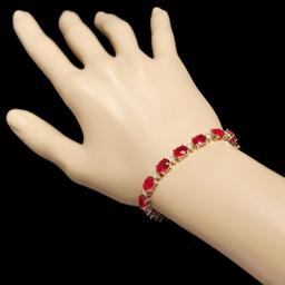 14k Gold 27.50ct Ruby 0.90ct Diamond Bracelet