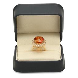 14K Gold 15.25ct Citrine 1.35cts Diamond Ring