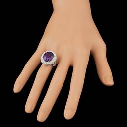 14k Gold 7.00ct Amethyst 1.90ct Diamond Ring