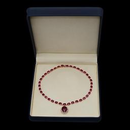 14K Gold 67.60ct Ruby & 2.55ct Diamond Necklace