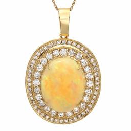 14k Gold 9.70ct Opal 2.30ct Diamond Pendant