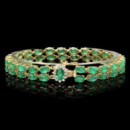 14k Gold 18ct Emerald 0.40ct Diamond Bracelet