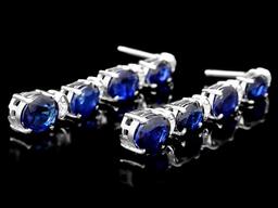 14k Gold 6ct Sapphire .35ct Diamond Earrings