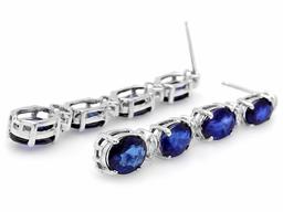 14k Gold 6ct Sapphire .35ct Diamond Earrings