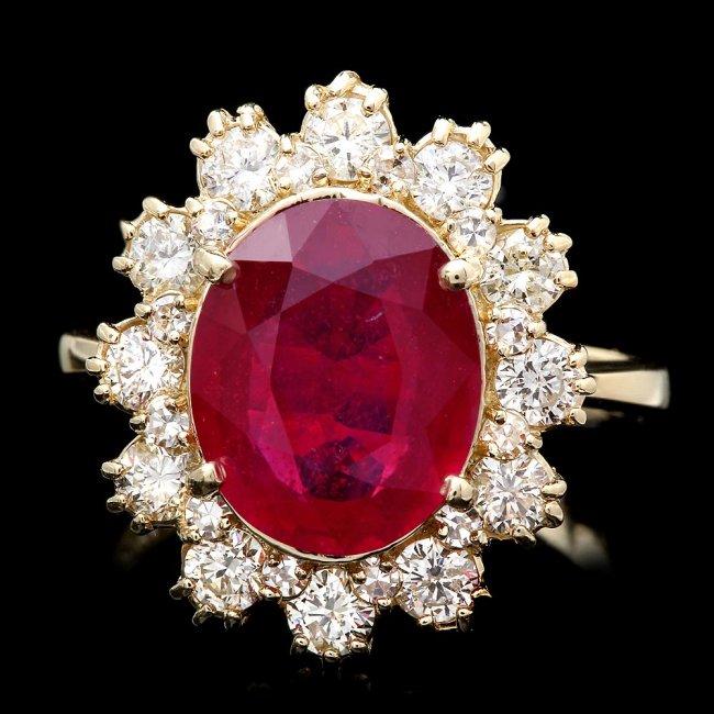 14k Yellow Gold 4.00ct Ruby 1.15ct Diamond Ring