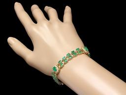 14k Gold 11ct Emerald 1.40ct Diamond Bracelet