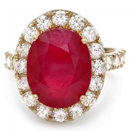 14k Yellow Gold 10.00ct Ruby 1.85ct Diamond Ring