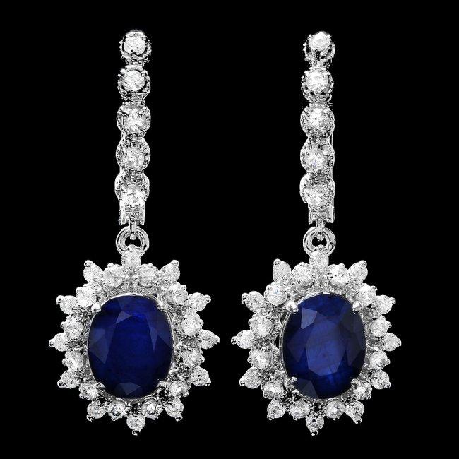 14k Gold 7.00ct Sapphire 1.80ct Diamond Earrings