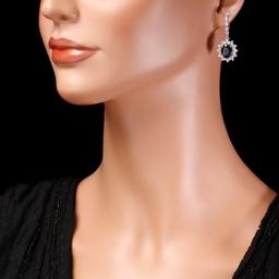 14k Gold 7.00ct Sapphire 1.80ct Diamond Earrings
