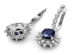 14k Gold 7.00ct Sapphire 1.80ct Diamond Earrings