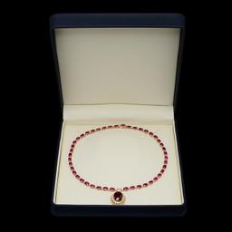 14K Gold 59.34ct Ruby 3.10ct Diamond Necklace