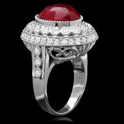 14k White Gold 10.00ct Ruby 1.25ct Diamond Ring