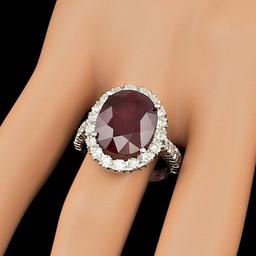 14k White Gold 11.50ct Ruby 1.45ct Diamond Ring